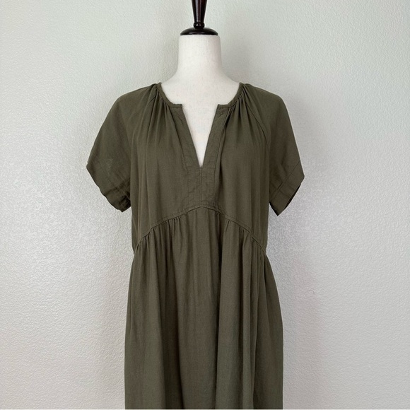 Universal Thread Linen Blend Olive Green Short Sleeves Shift Dress, Sz Large - Picture 3 of 13